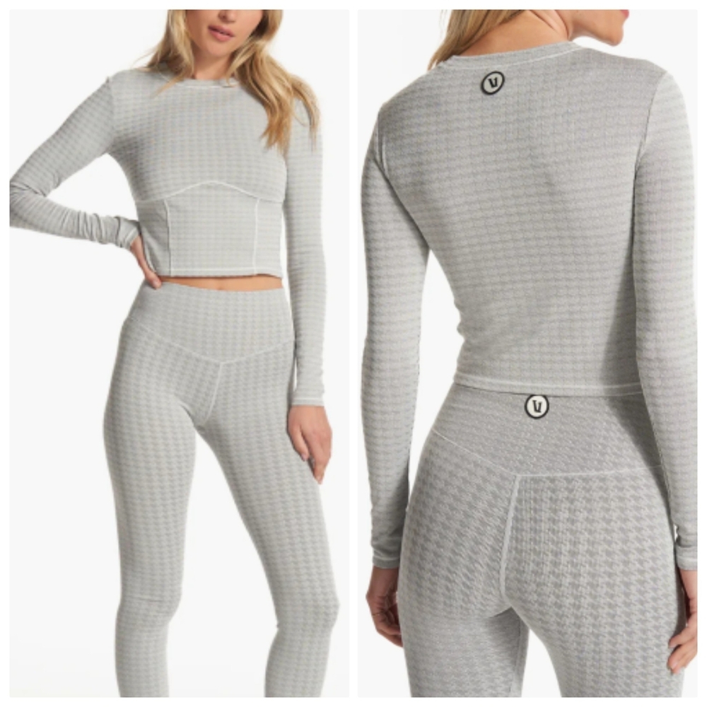 Vuori Long Sleeve Textured Chilled Out Top Houndstooth NWT Activewear Athletic
